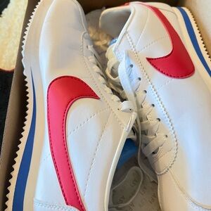 White and Red Athletic Cortez Sneakers size 9 NEW. No low Offers. Ty!